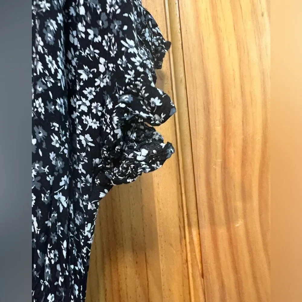 Maurices size M black floral high low dress